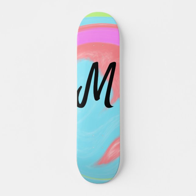 simple minimal monogram logo personalised baking   skateboard (Front)