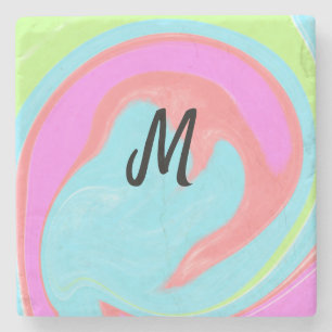 simple minimal monogram logo personalised baking stone coaster