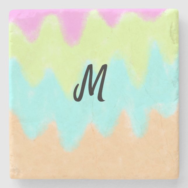 simple minimal monogram logo personalised baking t stone coaster (Front)