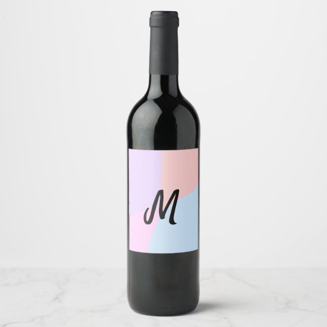 simple minimal monogram logo personalised baking   wine label (Front)