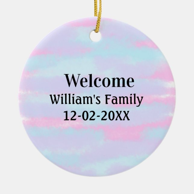 simple minimal monogram logo personalised welcome ceramic tree decoration (Front)