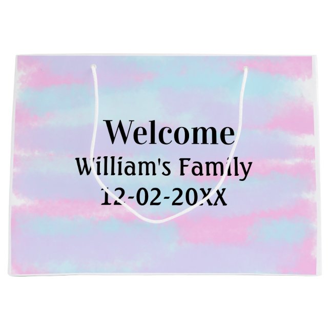 simple minimal monogram logo personalised welcome large gift bag (Front)