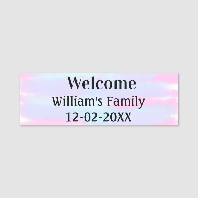 simple minimal monogram logo personalised welcome name tag (Front)