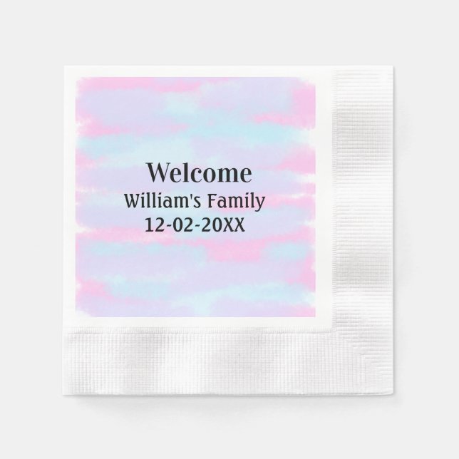 simple minimal monogram logo personalised welcome napkin (Front)