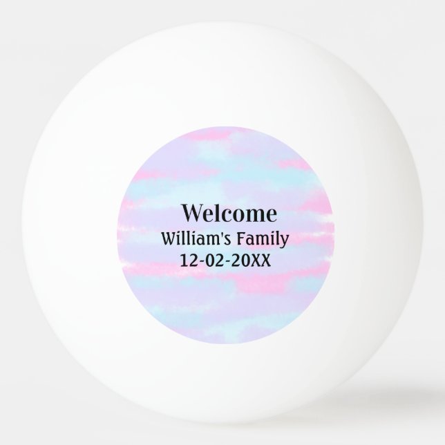 simple minimal monogram logo personalised welcome ping pong ball (Front)