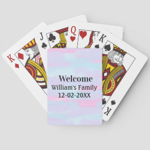 simple minimal monogram logo personalised welcome playing cards