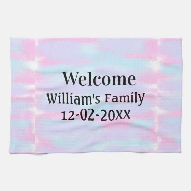 simple minimal monogram logo personalised welcome tea towel (Horizontal)