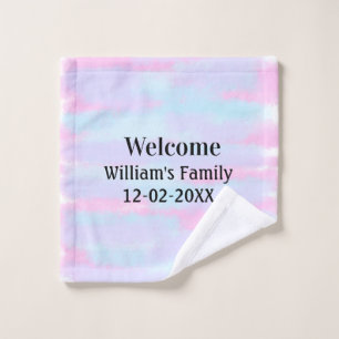 simple minimal monogram logo personalised welcome wash cloth