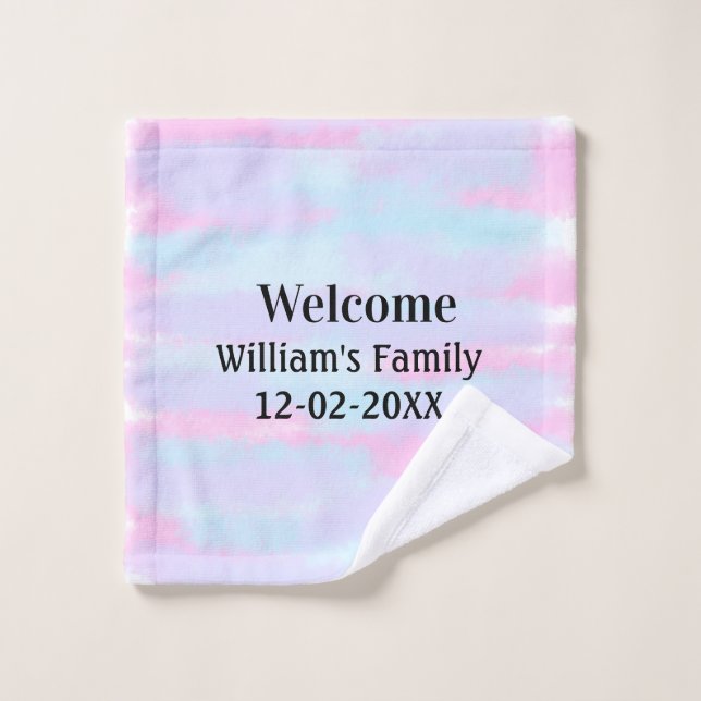 simple minimal monogram logo personalised welcome wash cloth (Wash Cloth)
