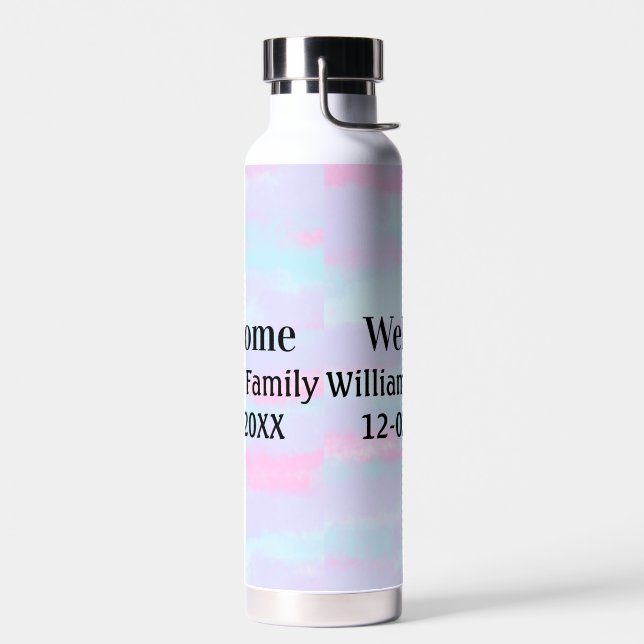 simple minimal monogram logo personalised welcome water bottle (Left)