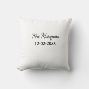 simple minimal monogram mrs Mr name date year Cushion