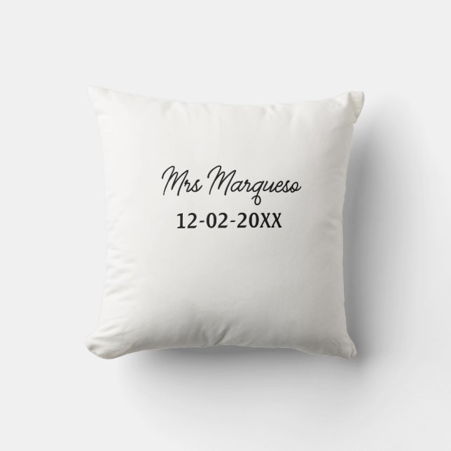 simple minimal monogram mrs Mr name date year Cushion (Front)