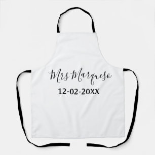 simple minimal monogram mrs Mr name date year Thro Apron