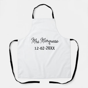 simple minimal monogram mrs Mr name date year Thro Apron