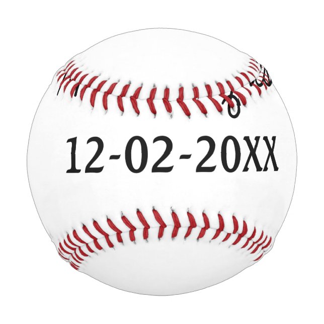 simple minimal monogram mrs Mr name date year Thro Baseball (Front)