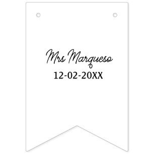 simple minimal monogram mrs Mr name date year Thro Bunting