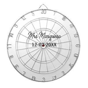 simple minimal monogram mrs Mr name date year Thro Dartboard