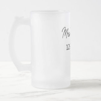 simple minimal monogram mrs Mr name date year Thro Frosted Glass Beer Mug
