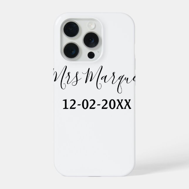 simple minimal monogram mrs Mr name date year Thro iPhone Case (Back)