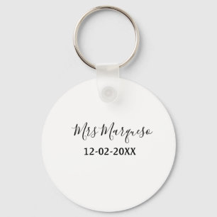 simple minimal monogram mrs Mr name date year Thro Key Ring