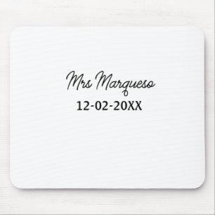 simple minimal monogram mrs Mr name date year Thro Mouse Mat