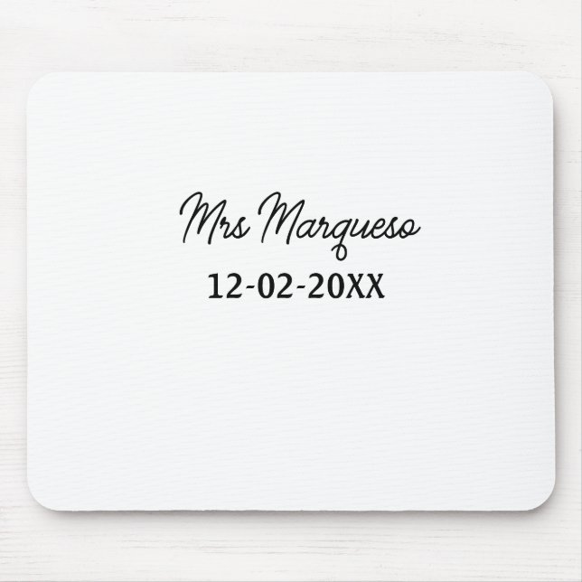 simple minimal monogram mrs Mr name date year Thro Mouse Mat (Front)