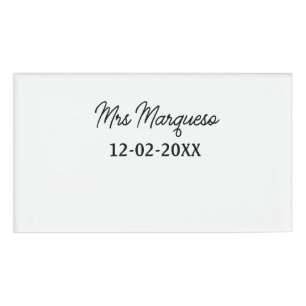 simple minimal monogram mrs Mr name date year Thro Name Tag