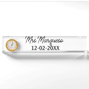simple minimal monogram mrs Mr name date year Thro Nameplate