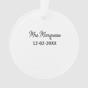 simple minimal monogram mrs Mr name date year Thro Ornament