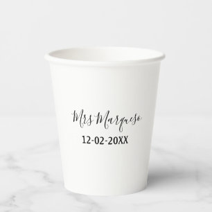 simple minimal monogram mrs Mr name date year Thro Paper Cups