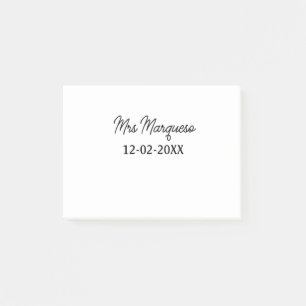 simple minimal monogram mrs Mr name date year Thro Post-it Notes