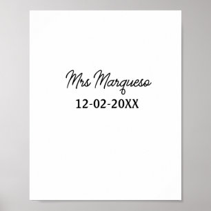 simple minimal monogram mrs Mr name date year Thro Poster