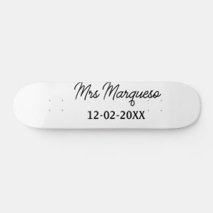 simple minimal monogram mrs Mr name date year Thro Skateboard
