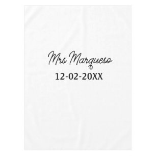 simple minimal monogram mrs Mr name date year Thro Tablecloth