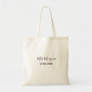 simple minimal monogram mrs Mr name date year Thro Tote Bag