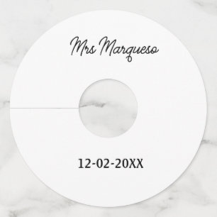 simple minimal monogram mrs Mr name date year Thro Wine Glass Tag