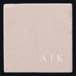 Simple Minimal Monogram Pink Custom Initials Stone Coaster<br><div class="desc">Can be fully customised to suit your needs. © Gorjo Designs. Made for you via the Zazzle platform. // Looking for matching items? Other stationery from the set available in the ‘collections’ section of my store. // Need help customising your design? Got other ideas? Feel free to contact me (Zoe)...</div>