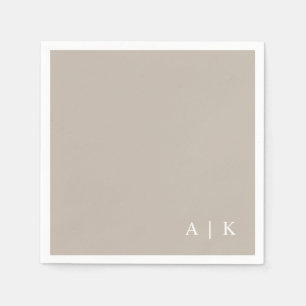 Simple Minimal Monogram Taupe Custom Wedding Napkin