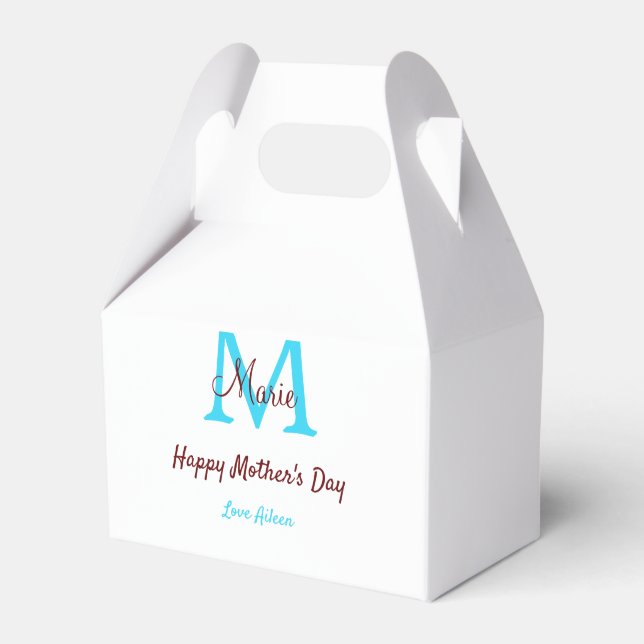 simple minimal mother's day blue monogram pink nam favour box (Front Side)