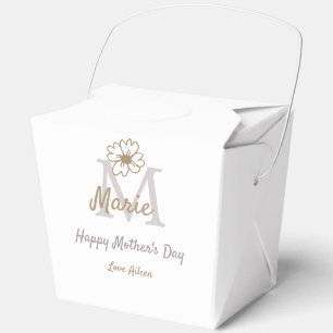 simple minimal mother's day monogram golden gray f favour box