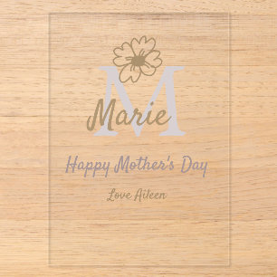 simple minimal mother's day monogram golden grey f acrylic invitations