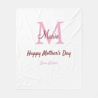 simple minimal mother's day monogram pink name tex