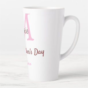 simple minimal mother's day monogram pink name tex latte mug
