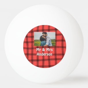 Simple minimal mr and mrs add your name photo red  ping pong ball