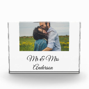 Simple minimal mr and mrs add your name photo wedd block