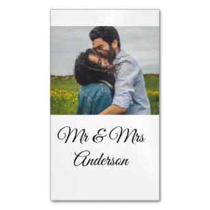 Simple minimal mr and mrs add your name photo wedd 	Magnetic business card