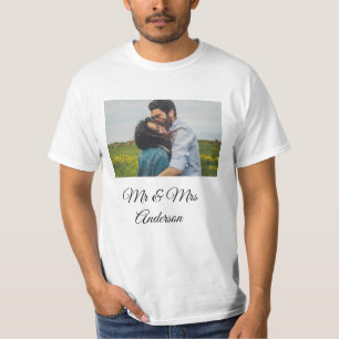 Simple minimal mr and mrs add your name photo wedd T-Shirt