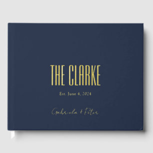 Simple Minimal Navy and Gold Foil Modern Wedding Guest Book
