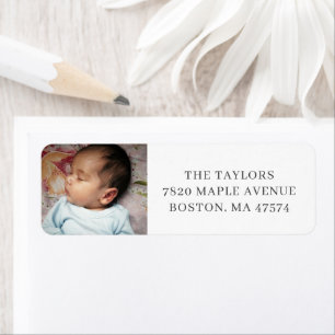 Simple Minimal Newborn Baby Photo Return Address