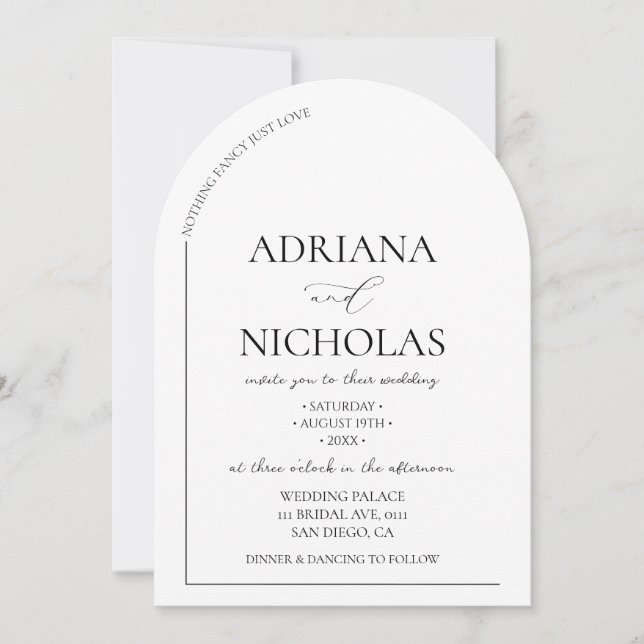 Simple Minimal Nothing Fancy Just Love Wedding Invitation (Front)